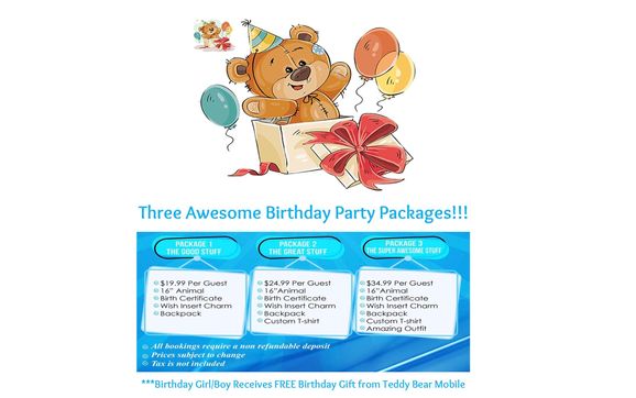 Teddy Bear Mobile Birthday Party Packages by Teddy Bear Mobile