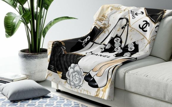 Chanel fleece throw discount blanket