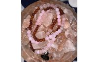 Rose Quartz and Amber Mala Necklace  by Strength and Purity Jewelry Creations