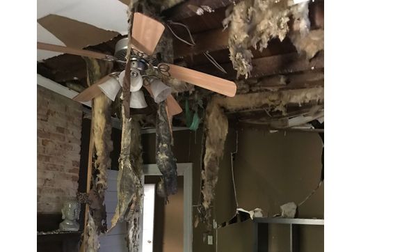 44 inch Oak tree fell on this house during a storm.  by Global Restoration