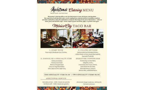 Mexico City Taco Bar Catering Menu by Moctezuma's Mexican Restaurant & Tequila Bar