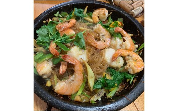 Gluten free noodle dish with seafood. by Global Cuisine Consulting