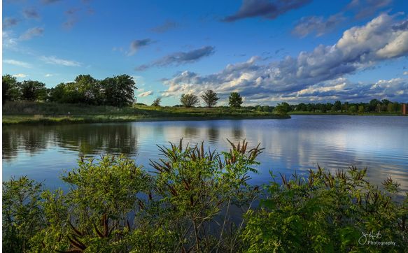 Heritage Park Lake on a beautiful day. by Jerry Hirt Design
