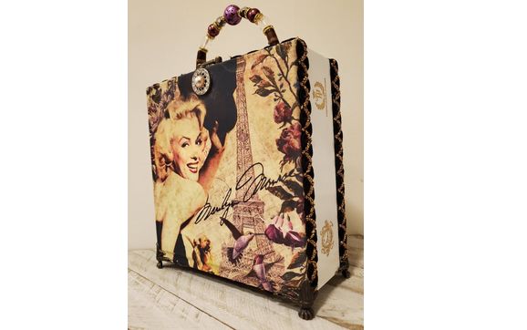 Custom Marilyn Monroe cigar box purse by Bramble Grove Boutique, Inc.