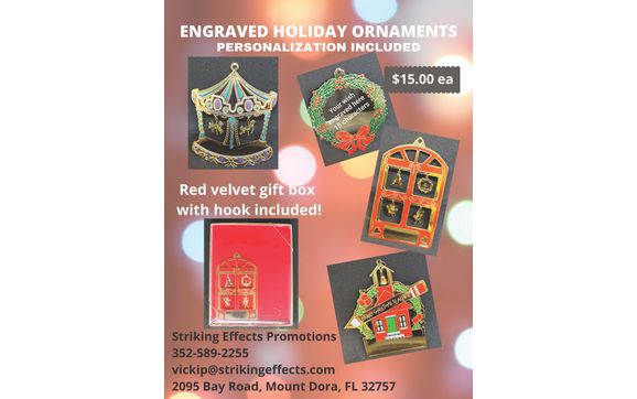 ENGRAVED METAL ORNAMENTS by Striking Effects Promotions