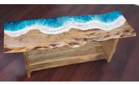 Handcrafted Wood & Resin Mudroom Bench by HalfBakedArt | Artist Studio & Gallery
