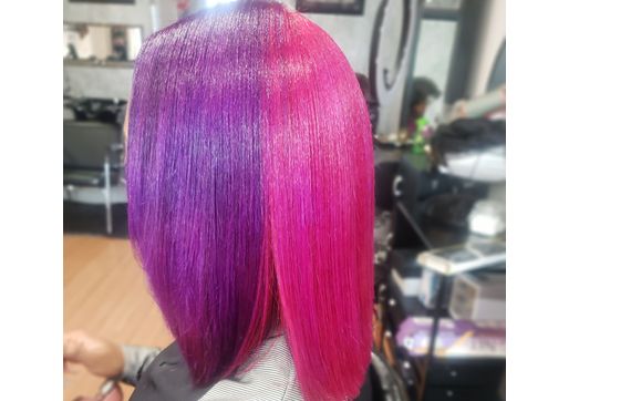 Color. And silk press by Shimmer Hair Boutique in Baltimore MD Alignable