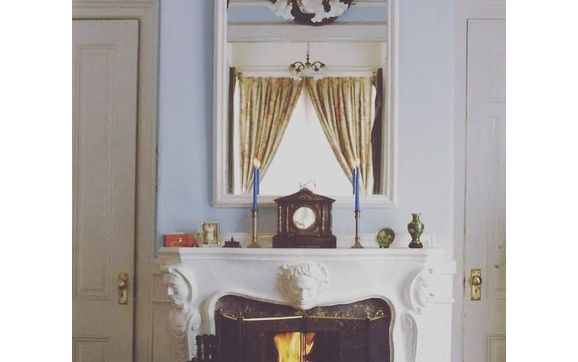 Custom plaster mantel with life mask faces  by Phil Diers - Sculptor