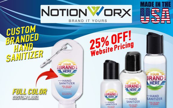 Custom branded Hand Sanitizer by Notion Worx