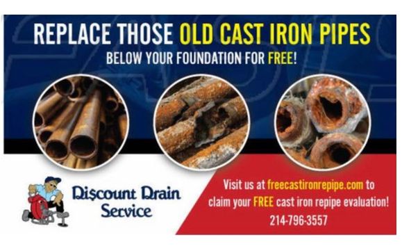 FREECASTIRONREPIPE.COM by Discount Drain Service