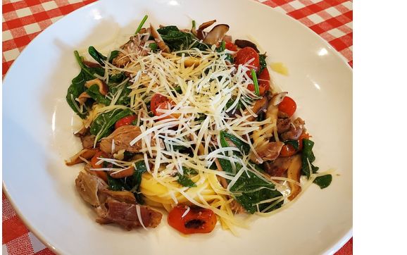 Duck, mushroom & Sundried Tomato pasta by Happy Italian Pizzeria