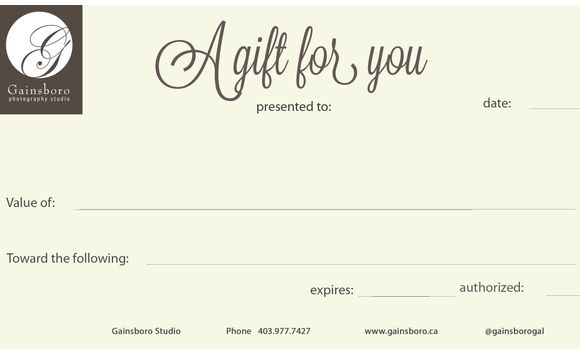 Gift Certificates by Gainsboro Photography Studio