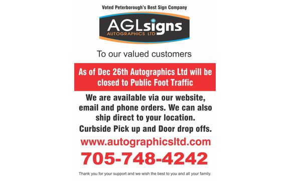 Online Ordering by AGL Graphics and Signs in Peterborough ON