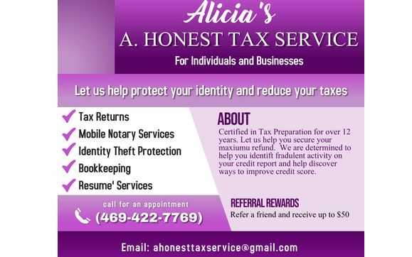 TAX PREPARATION SPECIALIZING IN SMALL BUSINESS PREPARATION AND OVER THE ROAD TRUCK DRIVERS by ALICIA TAX CONSULTING