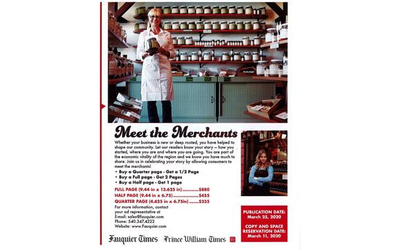 2020 Meet The Merchant (Story + Ad) by Fauquier Times/inFauquier magazine 