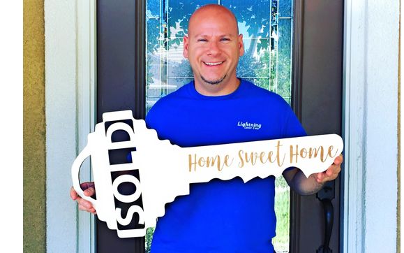 Laser Engraved Wood Sold Key Sign by Lightning Laser Cuts
