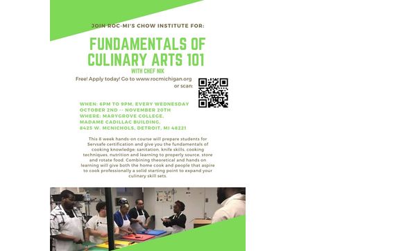 Wednesday Evening FREE 8-Week Fundamentals of Culinary Arts Class by Restaurant Opportunities Center