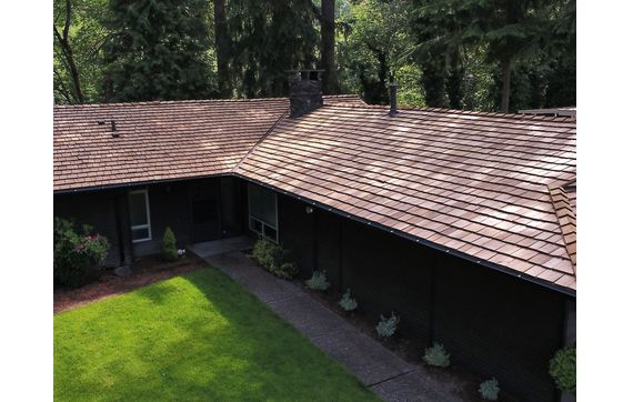 Newcastle Mid-Century Home Cedar Shake by Three Tree Roofing in Kent