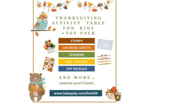 Thanksgiving Activity Table + Toy Rental Package by BabyQuip Independent Quality Provider, Lina Montoya, High Point, NC and Triad Area