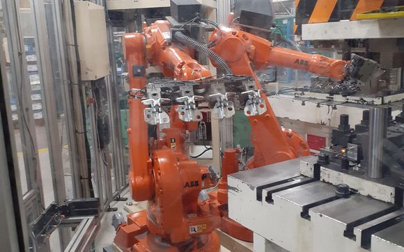 Abb Robot Feeding Aida Press by EIr Automation