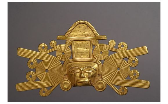 Early Colombian Gold Pendant c. 500AD by DBFINEARTS, LLC  aka David Bernstein Precolumbian Art