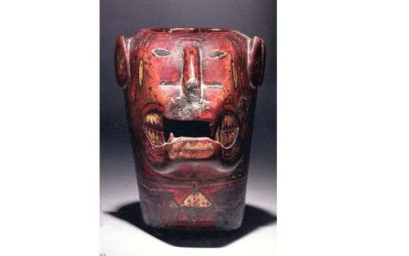 Post Inca Wooden Kero( drinking vessel) c. 1650AD by DBFINEARTS, LLC  aka David Bernstein Precolumbian Art