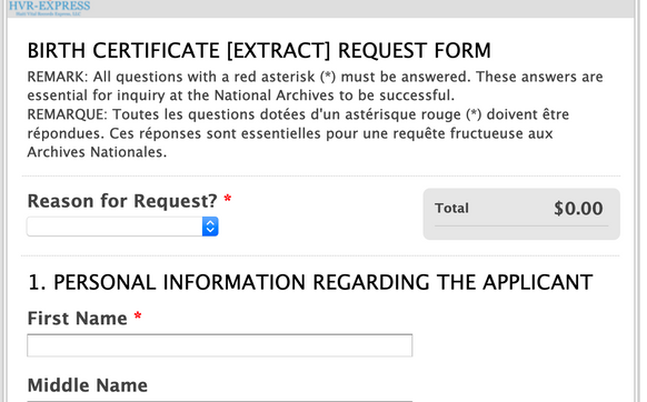 Birth Certificate/Extract from the Haitian National Archives by Haiti