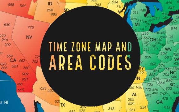 North America Laminated Gloss Full Color Time Zone Area Code Map Incudes Reverse Lookup By 9348