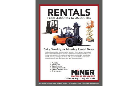 Forklift Rentals By Miner Material Handling In Houston Tx Alignable
