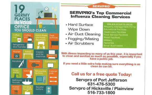 Sanitizing & Cleaning for Virus/Influenza by Servpro of Port Jefferson-Stony Brook