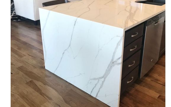 Quartz with mitered edge by StoneLink Marble & Granite