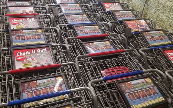 Poster marketing within the grocery shopping carts! by Cartvertising/GROCERY CART MARKETING!