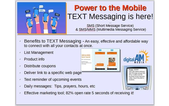 Power to the MObile!  TEXT Messaging - Now Available at Reduced Pricing! by The Monitor/RGV Media Network/Digital AIM Media