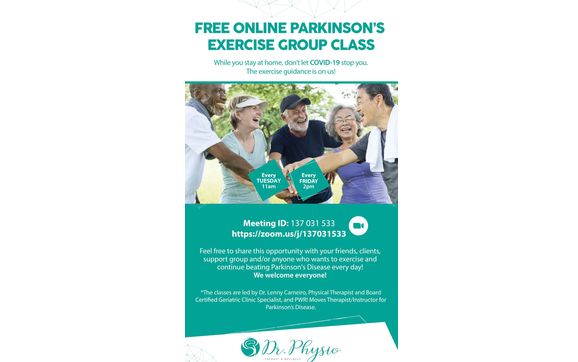 Free Online Parkinson's Exercise Group Class by Dr. Physio Therapy & Wellness