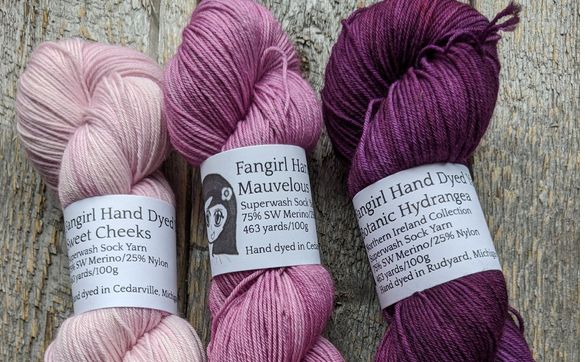Red Violet Trio by Fangirl Hand Dyed Yarn