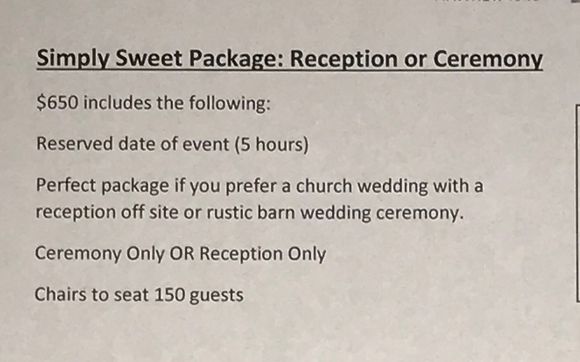 Simply Sweet: reception or ceremony  by DoveTail Acres