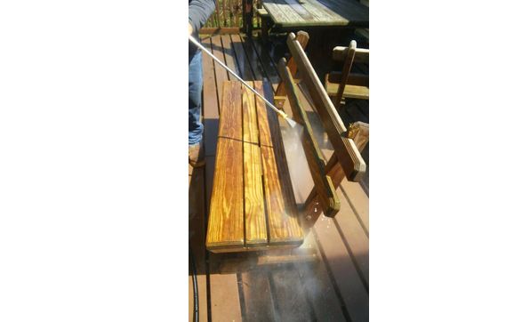 Power washing patio furniture and deck by Central Contractors LLC