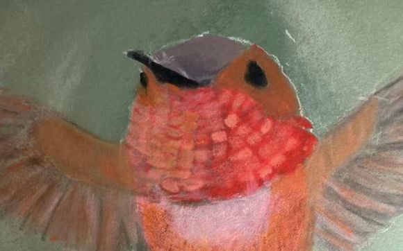 Orange Rufous Hummingbird    by Pierre Studio Canada Art by Jane Dugan