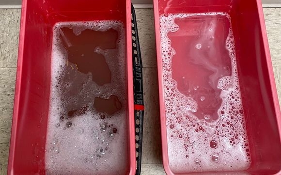 Can you tell which solution is dirty? by Fish window cleaning cedar falls Iowa