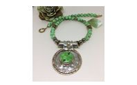 Green Magnesite Necklace with Green Turquoise Pendant by Jewelry by Darcel, LLC