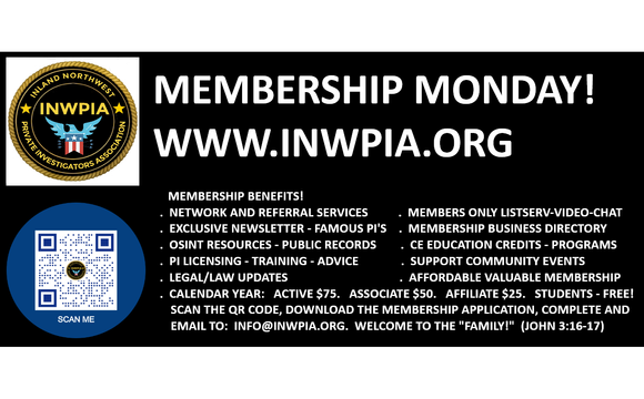 Invitation to join PI Association! by INWPIA - Inland NorthWest Private Investigators Association