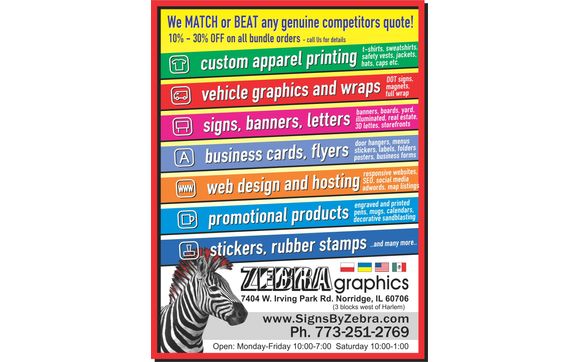 Signs, T-shirts, Business Cards, Web Sites, Vehicle Graphics and more.... by Signs by Zebra