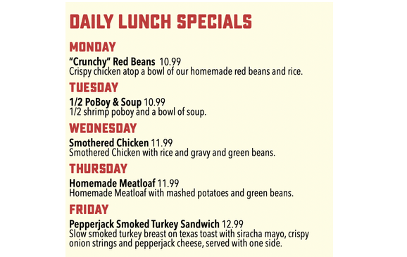 Daily Lunch Specials by TJ Ribs in Prairieville, LA - Alignable