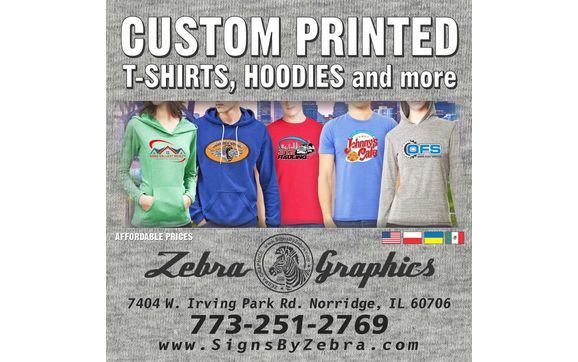 Custom printed t-shirts, signs, websites & vehicle graphics by Signs by Zebra
