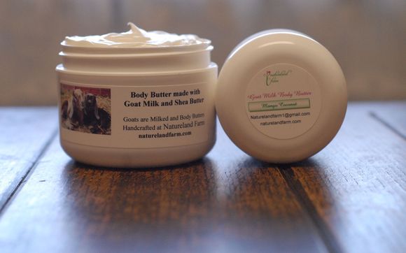 Natural Goat milk and Honey Body Butter, Lotion, Soap, Deodorant, Bath Scrub Salts and Tattoo Balm by Natureland Farm