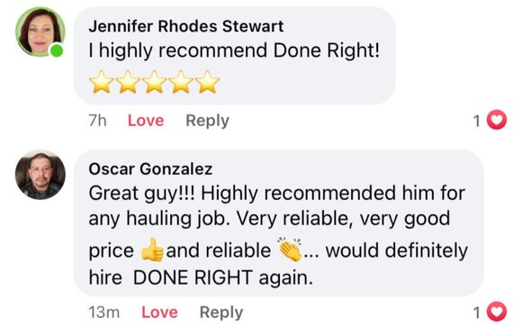 Junk Removal / Hauling by Done Right Junk Removal & Cleaning Services