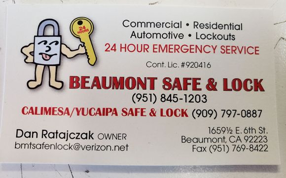 Beaumont Safe Lock Ca cont lic 920416 Alignable