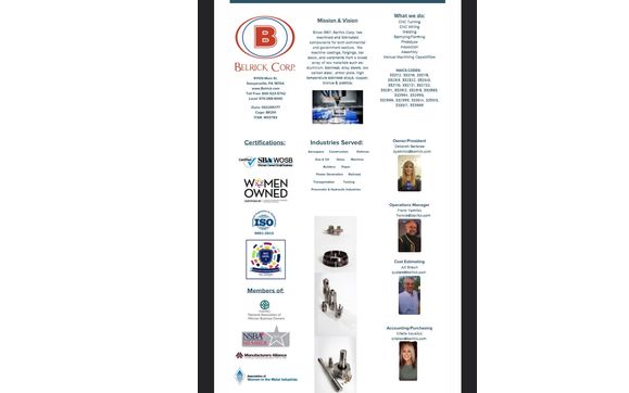 CNC machining  by BELRICK CORP