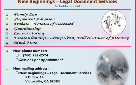 Document preparation services  by New Beginnings - Legal Document Services (High Desert Area)