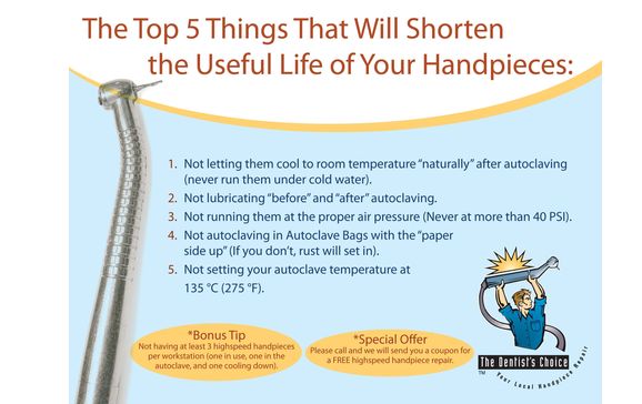 Dental Handpiece Care and Maintenance by The Dentist's Choice Handpiece Repair